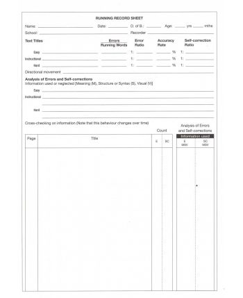 Running Record Sheets 