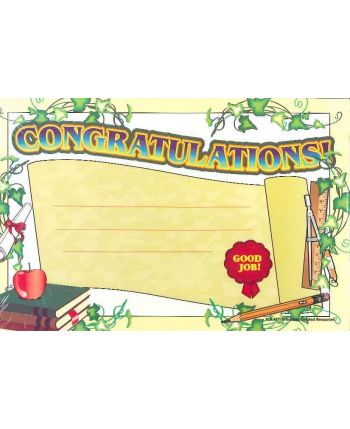 Congratulations! Pack of 25 Certificates TCR4171
