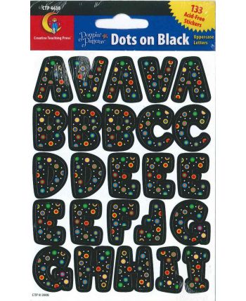 Alphabet Shape - Poppin' Patterns Dots on Black Uppercase Letters Stickers CTP4630