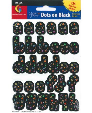 Alphabet Shape - Poppin' Patterns Dots on Black Lowercase Letters Stickers CTP4631